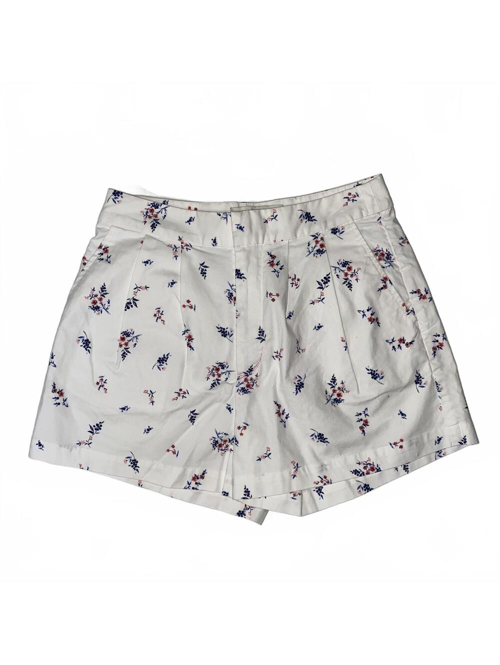 Joie Floral Shorts Size 0 White Blue Ditsy Print Summer Cottagecore